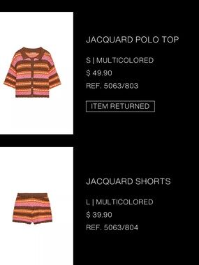 Multicolored Jacquard Polo SET - Brown, Pink, Orange Stripes